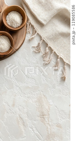 Yom kippur background with traditional elements and textiles 119085586