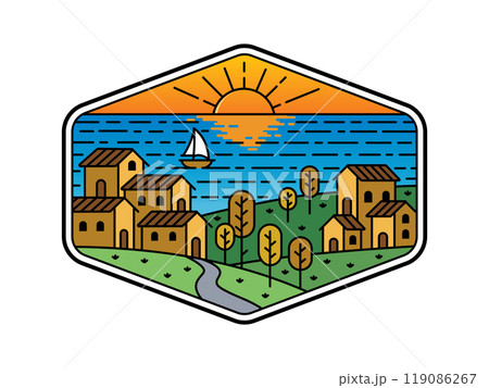 natural scenery in the frame illustration natural scenery in the frame illustration 119086267