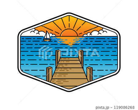 natural scenery in the frame line art illustration 119086268