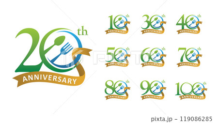 Set of anniversary design food number Set of anniversary design food number 119086285