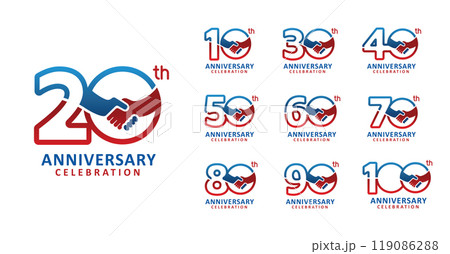 Set of anniversary design handshake number 119086288