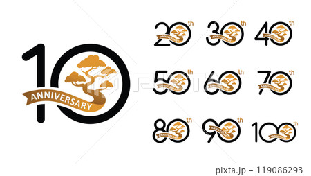 Set of anniversary design modern bonsai tree number 119086293