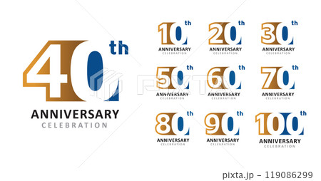 Set of anniversary design modern square number 119086299