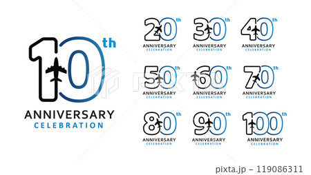 Set of anniversary design plane number2 119086311