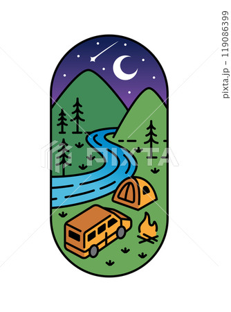 beautiful mountain views line art illustration beautiful mountain views line art illustration 119086399