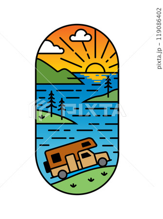 beautiful beach views line art illustration 119086402