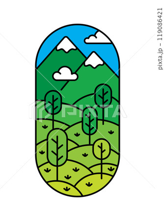 beautiful mountain views line art illustration beautiful mountain views line art illustration 119086421