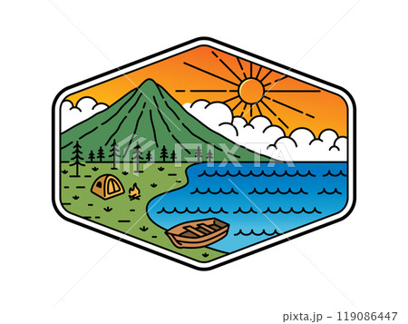 natural scenery in the frame line art illustration 119086447