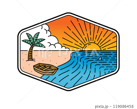 natural scenery in the frame line art illustration 119086458