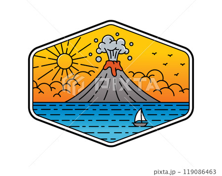 natural scenery in the frame line art illustration 119086463