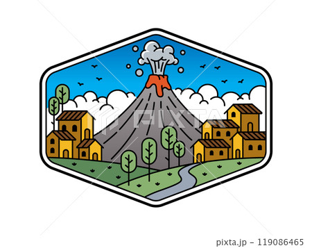 natural scenery in the frame line art illustration 119086465