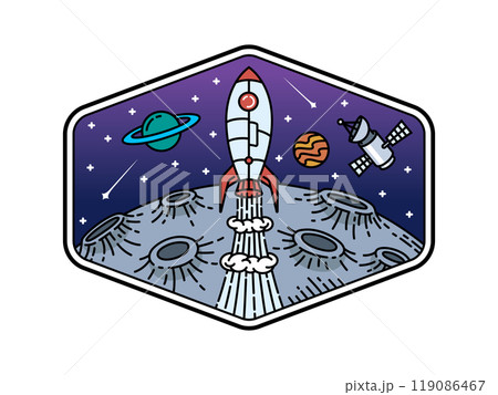 beautiful view in outer space illustration 119086467