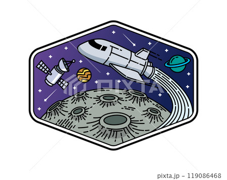 beautiful view in outer space illustration 119086468