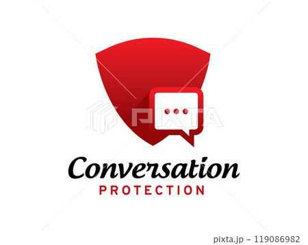 Conversation and Shield logo symbol or icon template Conversation and Shield logo symbol or icon template 119086982