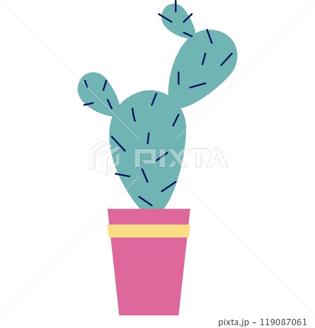 Prickly cactus in pot icon vector succulent plant 119087061