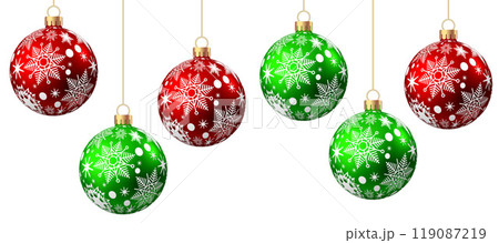 Christmas  balls  with pattern  isolated on white background. 119087219