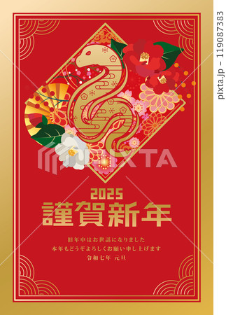 年賀状 2025年 巳年 年賀状 2025年 巳年 119087383