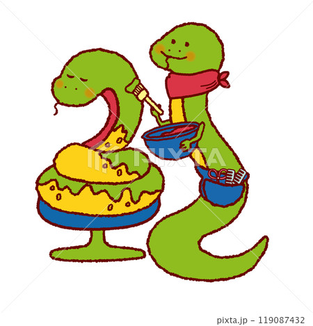 へびの美容師のイラスト 119087432