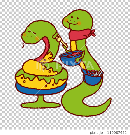 へびの美容師のイラスト 119087432