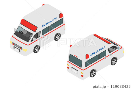 アイソメトリックイラスト：救急車 119088423