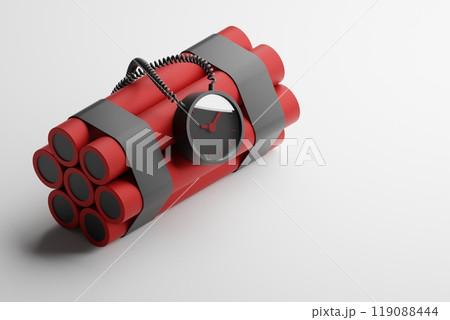 Isometric 3d rendering Red Dynamite with clock, terrorism war criminal concept design illustration isolated on white background with copy space Isometric 3d rendering Red Dynamite with clock, terrorism war criminal concept design illustration isolated on white background with copy space 119088444