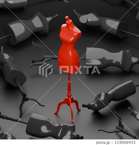 Isometric 3d rendering Red Mannequin, criminal concept design illustration isolated on white background with copy space 119088453