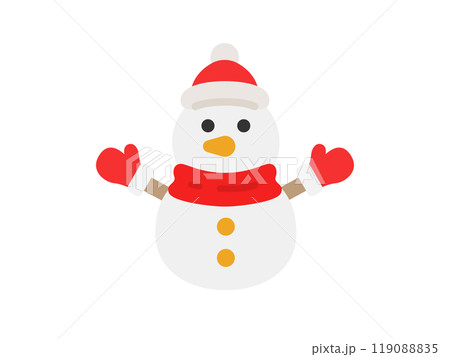 サンタクロースの衣装を着た、雪だるまのアイコンのイラスト 119088835