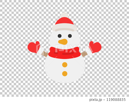 穿著聖誕老人服裝的雪人圖示的插圖 119088835