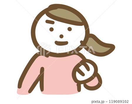 片手でガッツポーズしている女性 119089102