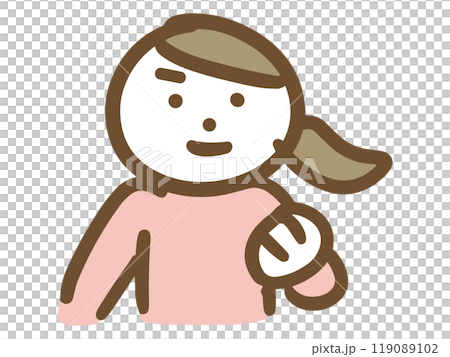 片手でガッツポーズしている女性 119089102