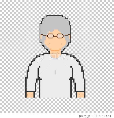 戴眼鏡的奶奶_白衣服（像素藝術） 119089324