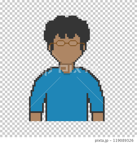 戴眼鏡的黑人_藍色衣服（像素藝術） 119089326
