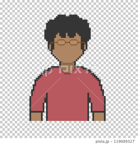 戴眼鏡的黑人_紅衣服（像素藝術） 119089327