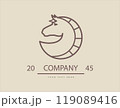 horse, horse head. side view of Elegant line art horse. Suitable for team Mascot,community identity,product identity,corporate identity,illustration for apparel,clothing, etc 119089416