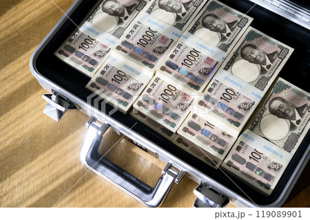 アタッシュケースに入れられた札束 119089901