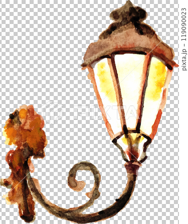 Streetlight drawn in watercolor Streetlight drawn in watercolor 119090023
