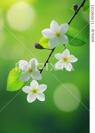 Flower gardenia with rain drops. National flower of The Islands 119090101