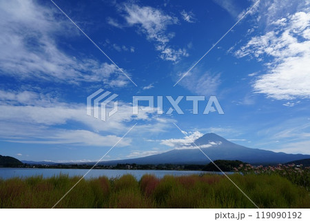 河口湖の湖畔に面した公園 大石公園 河口湖の湖畔に面した公園 大石公園 119090192