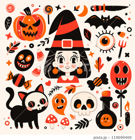 Fun and Festive Halloween Set. Vector design elements collection. Fun and Festive Halloween Set. Vector design elements collection. 119090400