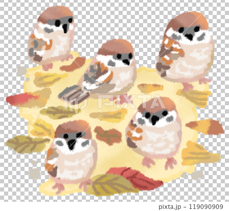 落葉和許多麻雀 119090909