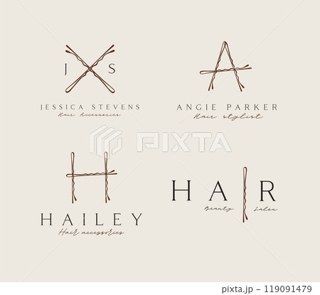 Bobby hair pins labels with text collection beige Bobby hair pins labels with text collection beige 119091479