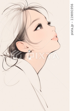 女性の手書き風イラスト「AI生成画像」のイラスト素材 [119091956] - PIXTA