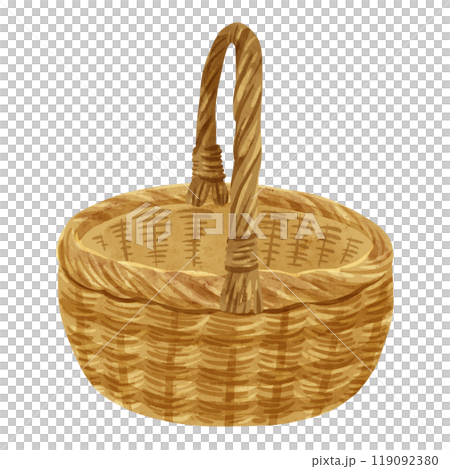 ウィッカーバスケット 水彩風手描きイラスト ウィッカーバスケット 水彩風手描きイラスト 119092380