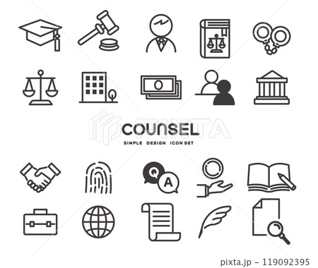 弁護士や裁判に関するアイコンセット 119092395