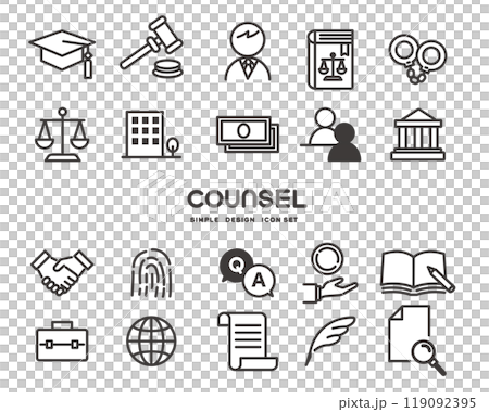 Lawyer and court icon set 119092395