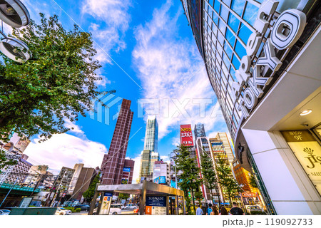 日本の東京都市景観　10月。新宿駅東口前。歌舞伎町やAlpenTOKYOなどを望む＝7日 119092733
