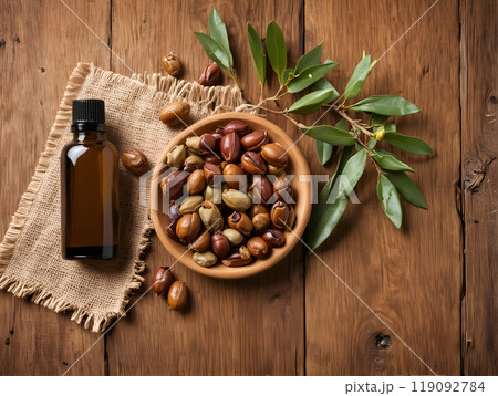 Jojoba oil on white backgrounds Jojoba oil on white backgrounds 119092784