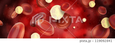 3D blood cell medical banner, microbiology red erythrocytes background render health care research. 3D blood cell medical banner, microbiology red erythrocytes background render health care research. 119092841