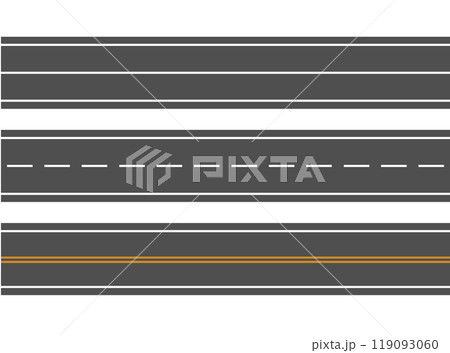 Bending roads and high ways. Road curves geometric design, street intersection. Flat style cartoon roads. Vector 119093060