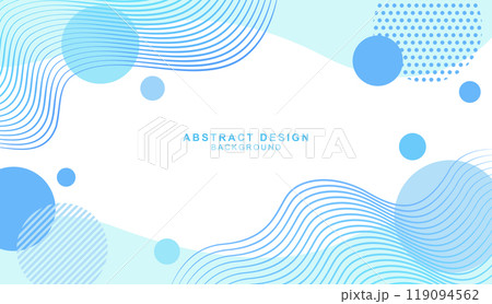 青色の緩やかな曲線と丸で構成された抽象的な背景素材 青色の緩やかな曲線と丸で構成された抽象的な背景素材 119094562